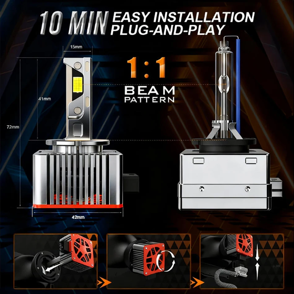 HID زينون D3S D1S D2S D4S LED المصابيح الأمامية Canbus 3000 واط 3500000LM 9570 CSP رقاقة توربو مروحة سيارة ضوء D2R D4R D5S D8 التوصيل والتشغيل