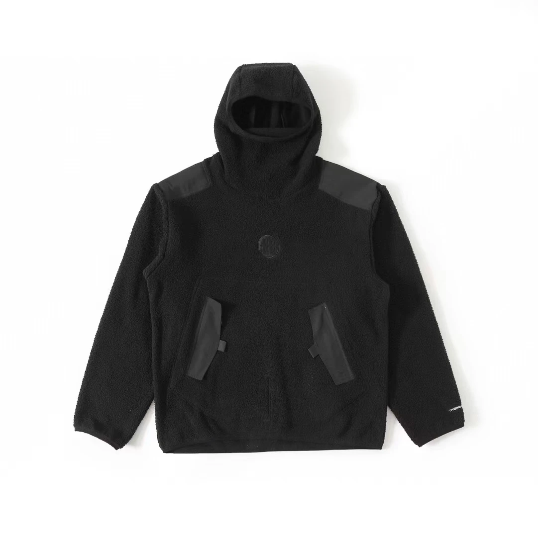 

Rorun Original Lamb Fleece Hooded Face Covering Sweatshirt Pullover Long Sleeve Warm Casual Unisex American Style Hoodie