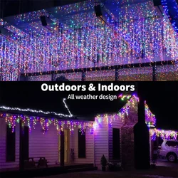 LED Curtain Icicle String lights Christmas Garland Faiy Light 3M-60M For Holiday Xmas Garden Street Outdoor Decorative Lighting