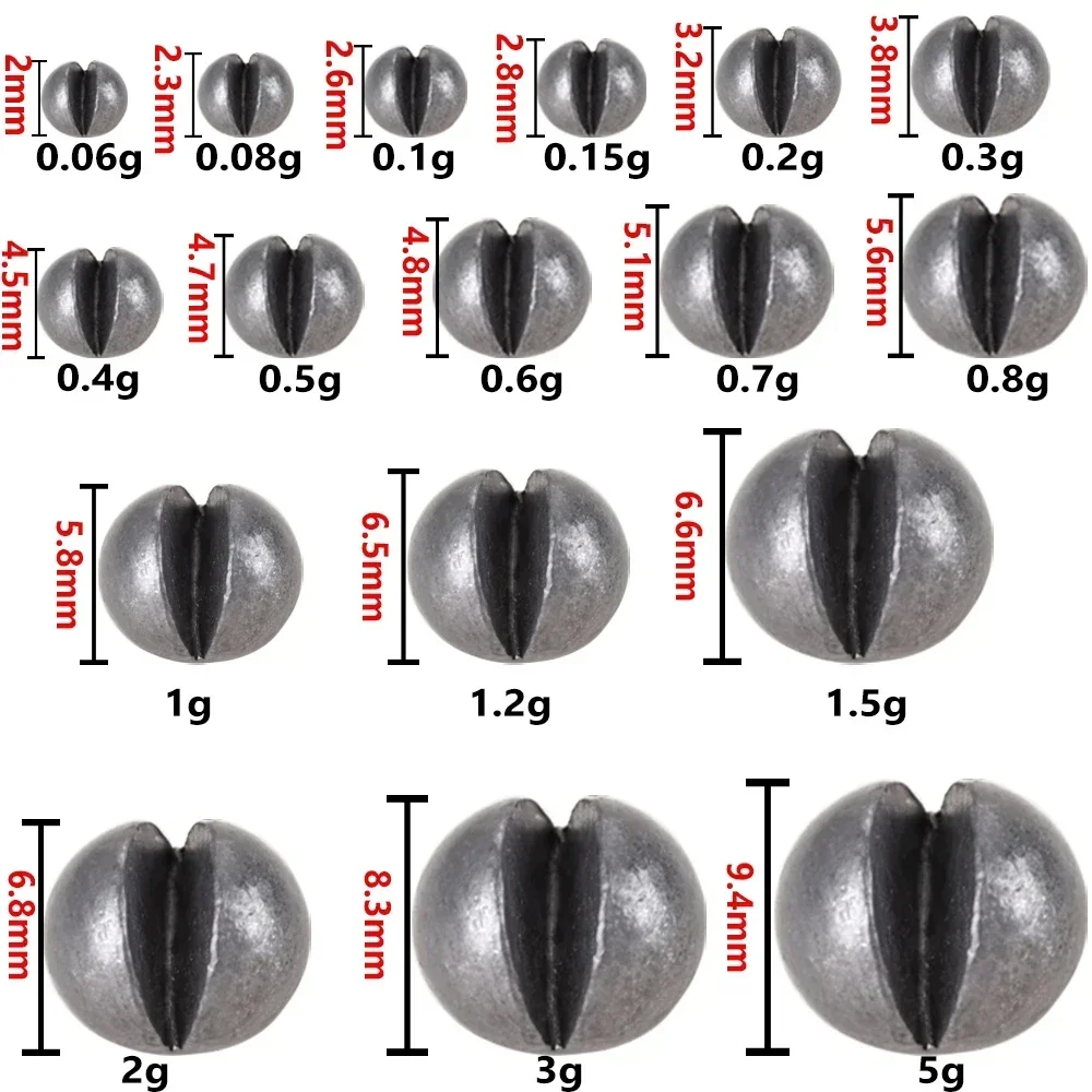 Split Shot Angelbleie 0,06g-5g 10-500 Stück Abnehmbare Clip-On Legierungs-Gewichte 2mm-9,4mm Tackle Box für Süß- und Salzwasser – Detail 1