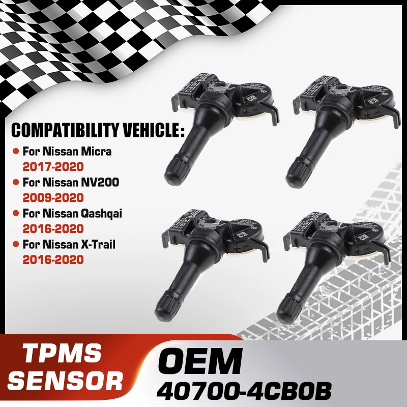 

1/4PCS Tire Pressure Sensor For Nissan Micra 2017-2020 Nissan NV200 2009-2020 Nissan Qashqai Nissan X-Trail 2016-2020 433 MHz