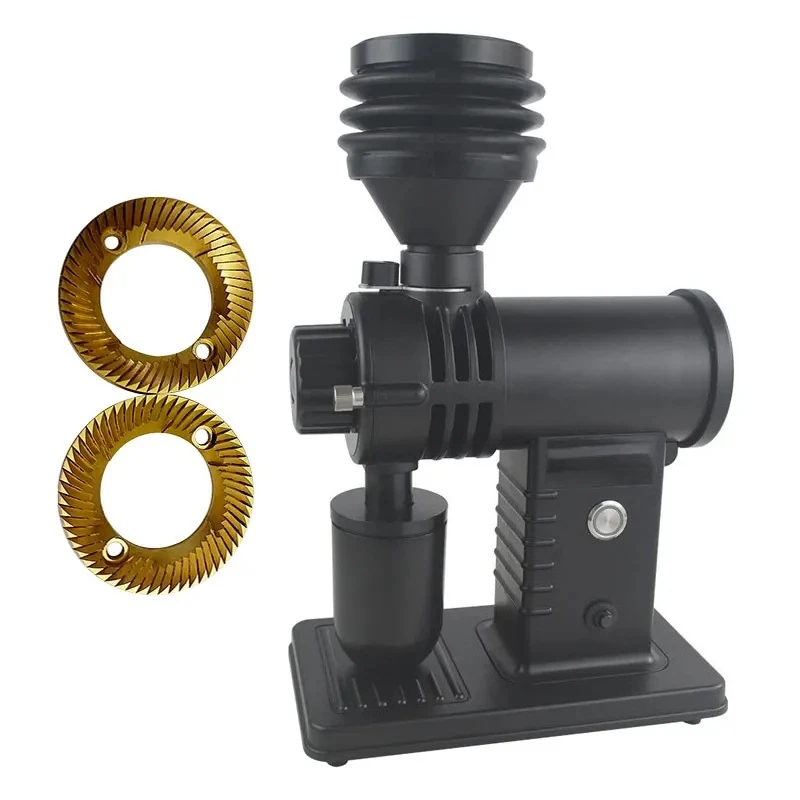 Electric Coffee Grinder 200W 60mm Titanium Burr Blow‑Out Hopper 10‑Step Grinding Adjustment for Home Small Cafe