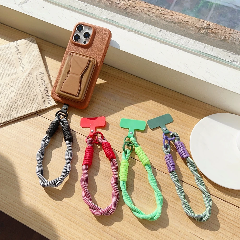 Korea Uniwersalny pleciony krótki pasek do telefonu komórkowego Wiszący łańcuszek z naszywką Odpinany pasek na nadgarstek do telefonu komórkowego