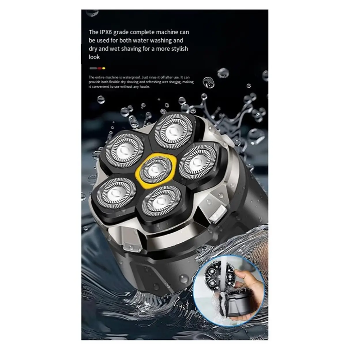 Nices New Magnetic Six-Blade Electric Shaver for Men, Waterproof, Digital Display, Bald Head Shaving Tool