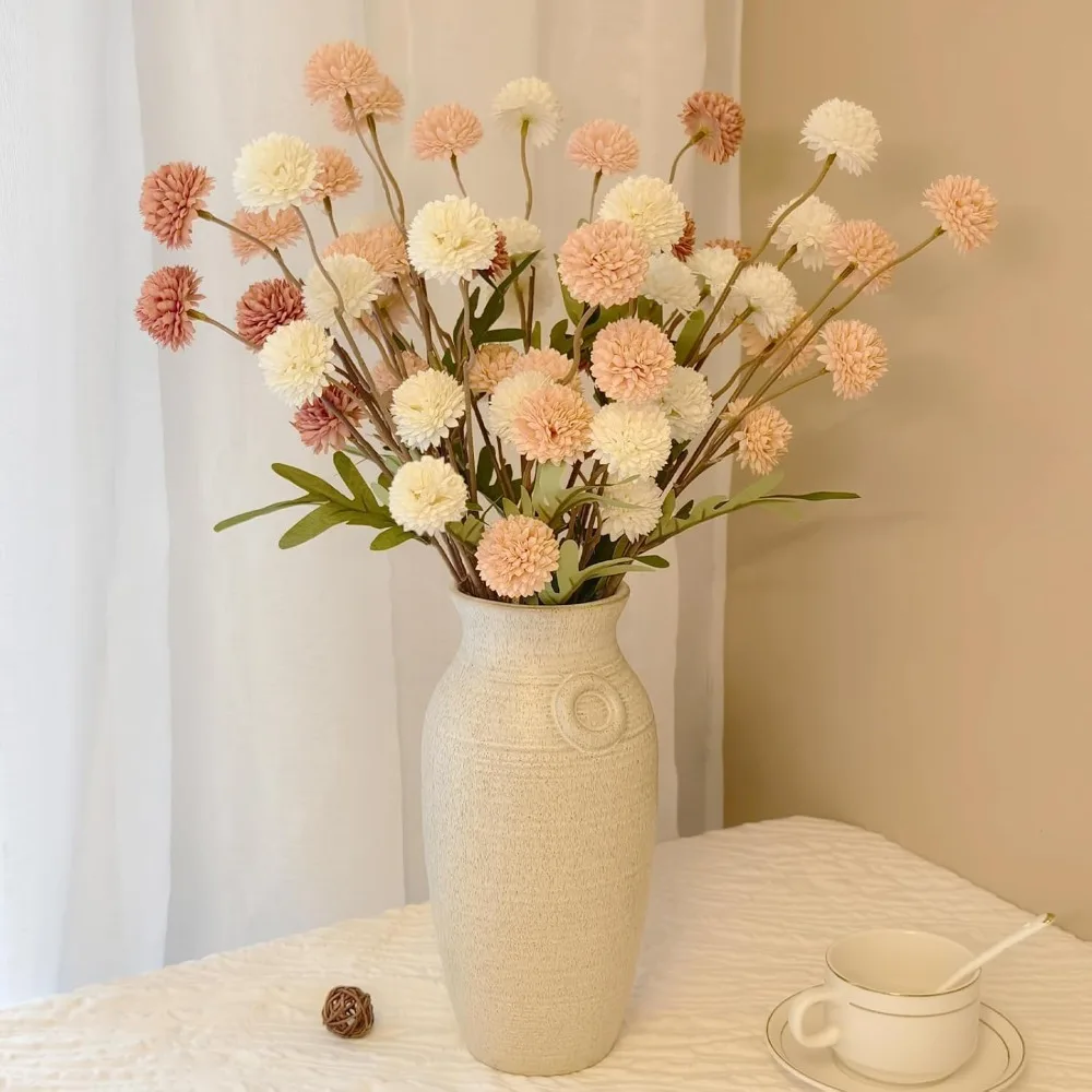 5 Köpfe Künstlicher Blumenstrauß Löwenzahn-Blumenball Kunstblumen Vasenarrangement Heim Garten Hochzeitsdekoration DIY Bastelkranz – Detail 8