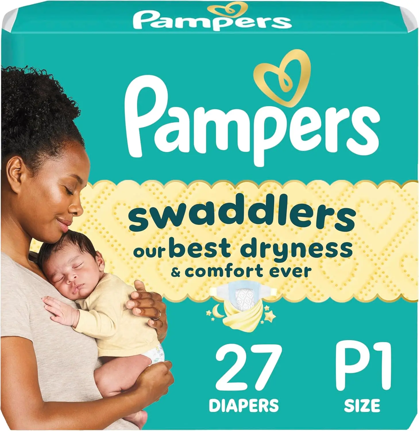 Swaddlers Diapers, Size P1 (6 Ibs), 27 Count, Hypoallergenic, Absorbent, Keeps Baby Dry and Comfortable, Skin Safe Disposable Preemie Diaper