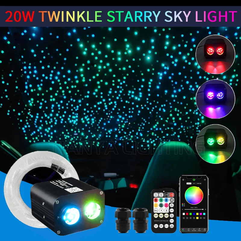 20W Twinkle Starry Sky Car Star Light Roof Led Light Światło światłowodowe Sky Star Ceiling Decor Double Heads Independantant Control