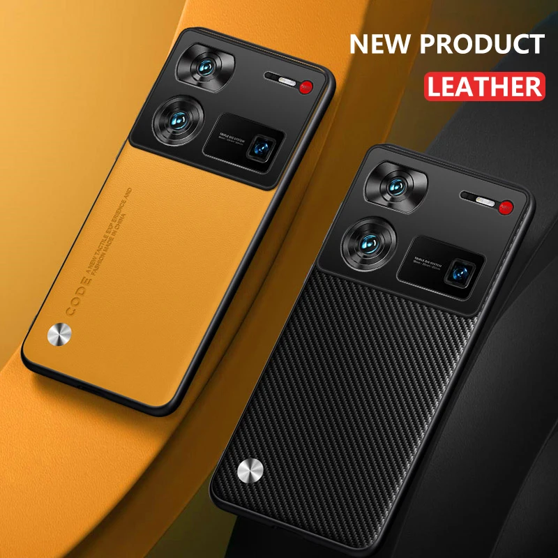 حافظة جلدية لـ ZTE Nubia Z60 Ultra ، غير لامع ، ألياف كربون ، حماية سيليكون ، غطاء هاتف بكاميرا كاملة ، كوكه