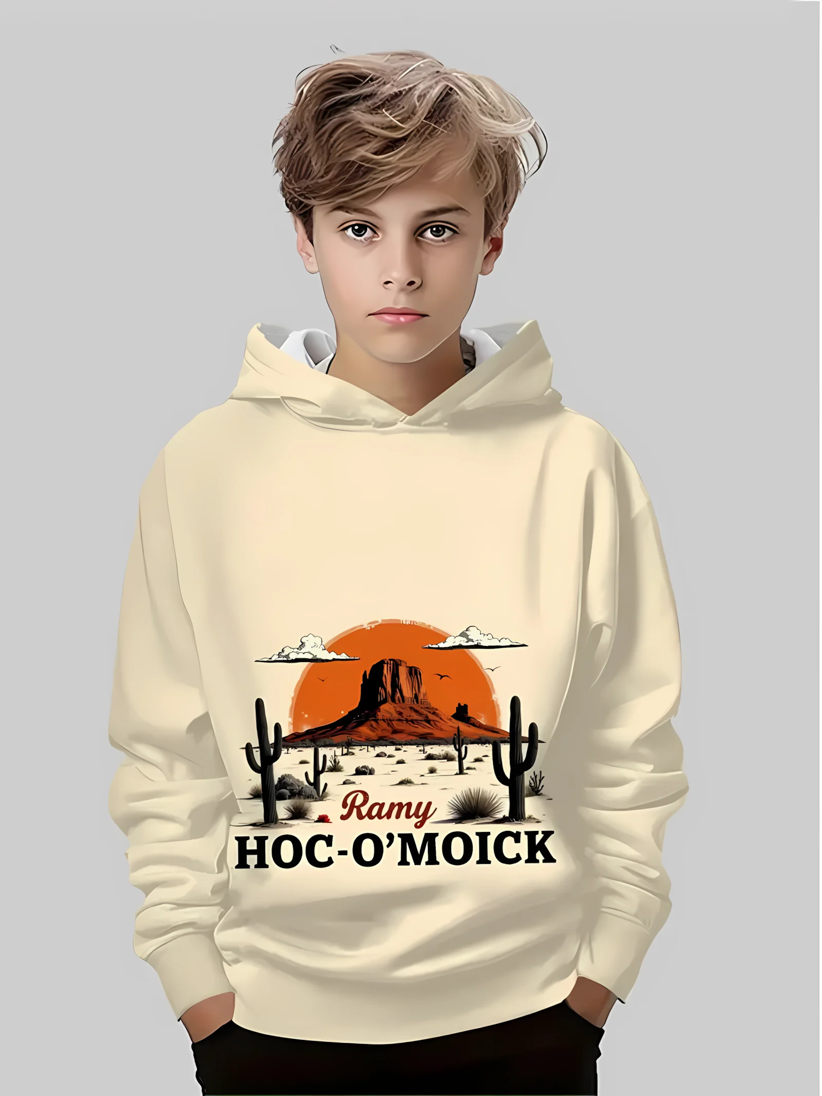 

The 2025 autumn new children's soft sweatshirt 3D Monument Valley printed casual style children's outdoor sportswear