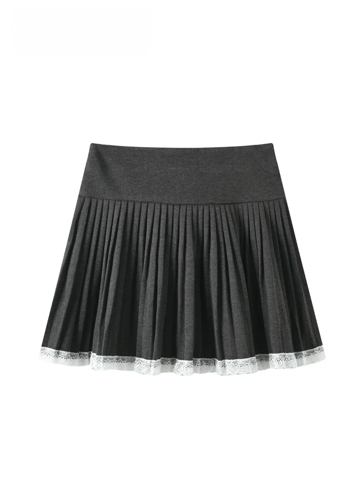 

High Waist A-Line Pleated Skirt for plus Size Women Faionable Loose Casual Polyester ort Skirt for Autumn Season