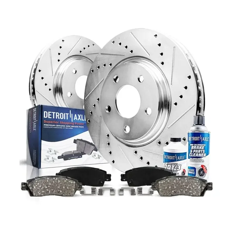 

Detroit Axle-HEAVY DUTY Front Brake Kit Drilled and Slotted Brake Rotors Ceramic Brake Pads Replacement 13.86 inch Front Rotors