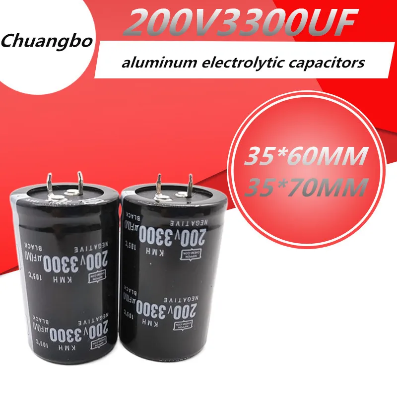 

2pcs/lot high quality 200V3300UF 35*60 35*70MM aluminum electrolytic capacitors 200V 2200UF 35*60 35*70MM