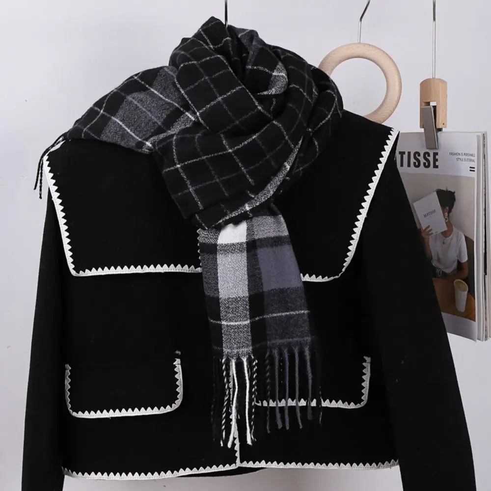 Fashion Imitation Cashmere Winter Plaid Scarf Windproof Soft Long Tassel Scarves Blanket Thick Warm Women Wrap Shawls