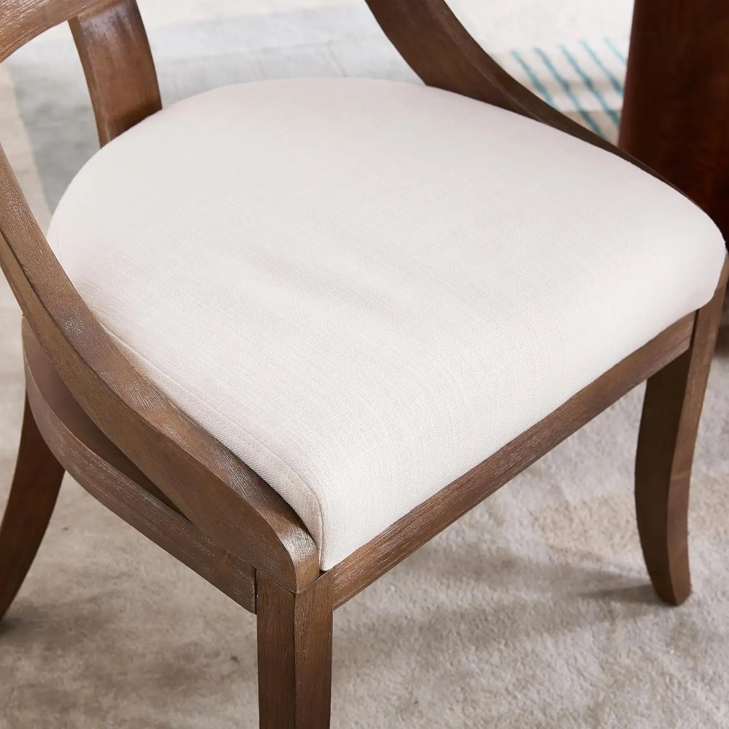 Modern Farmhouse Dining Chairs Set Of 6 Mid Century Upholstered Dining Chair With Wooden Curved Back Kitchen Chairs For Dining