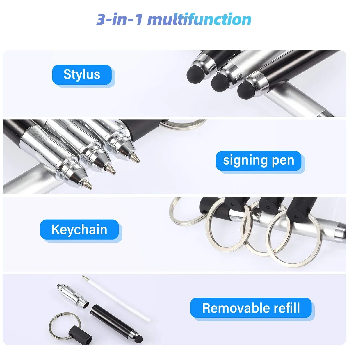 4 IN 1 Multifunction Touch Pen Ballpoint Pens with LED Light Folding Stand for Phone Holder Night Reading Stationery Pencil