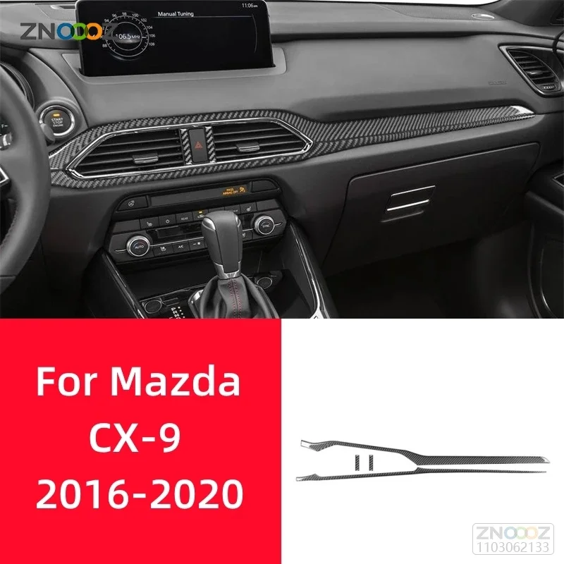 For Mazda CX-9 2016-2023 Accessories Carbon Fiber Interior Car Center Console Decorative Strip Cover Trim Frame Stickers