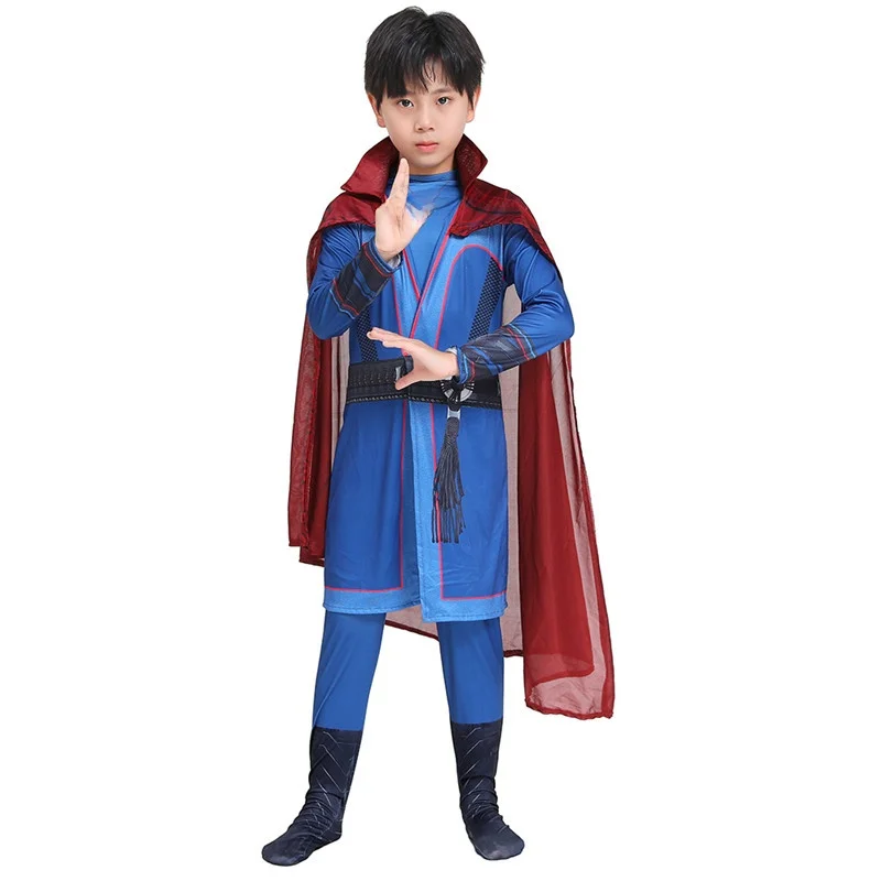 loween New Children's Doctor Strange Superhero Tight Costume with Robe Stage Performance Outfit Polyester Fiber 00%