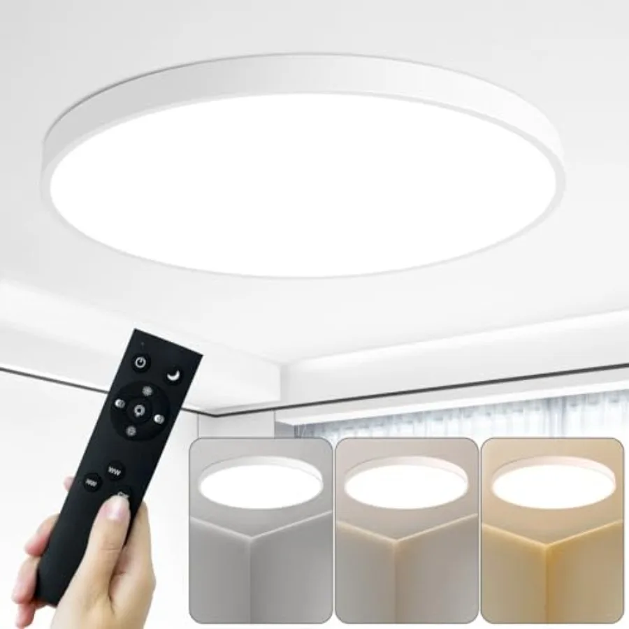 

36W Flush Mount Ceiling Light Fixture, 19.7 Inch Dimmable Ceiling Light with Remote, 2700lm, 3000-6500K Modern LED Light Fixtur