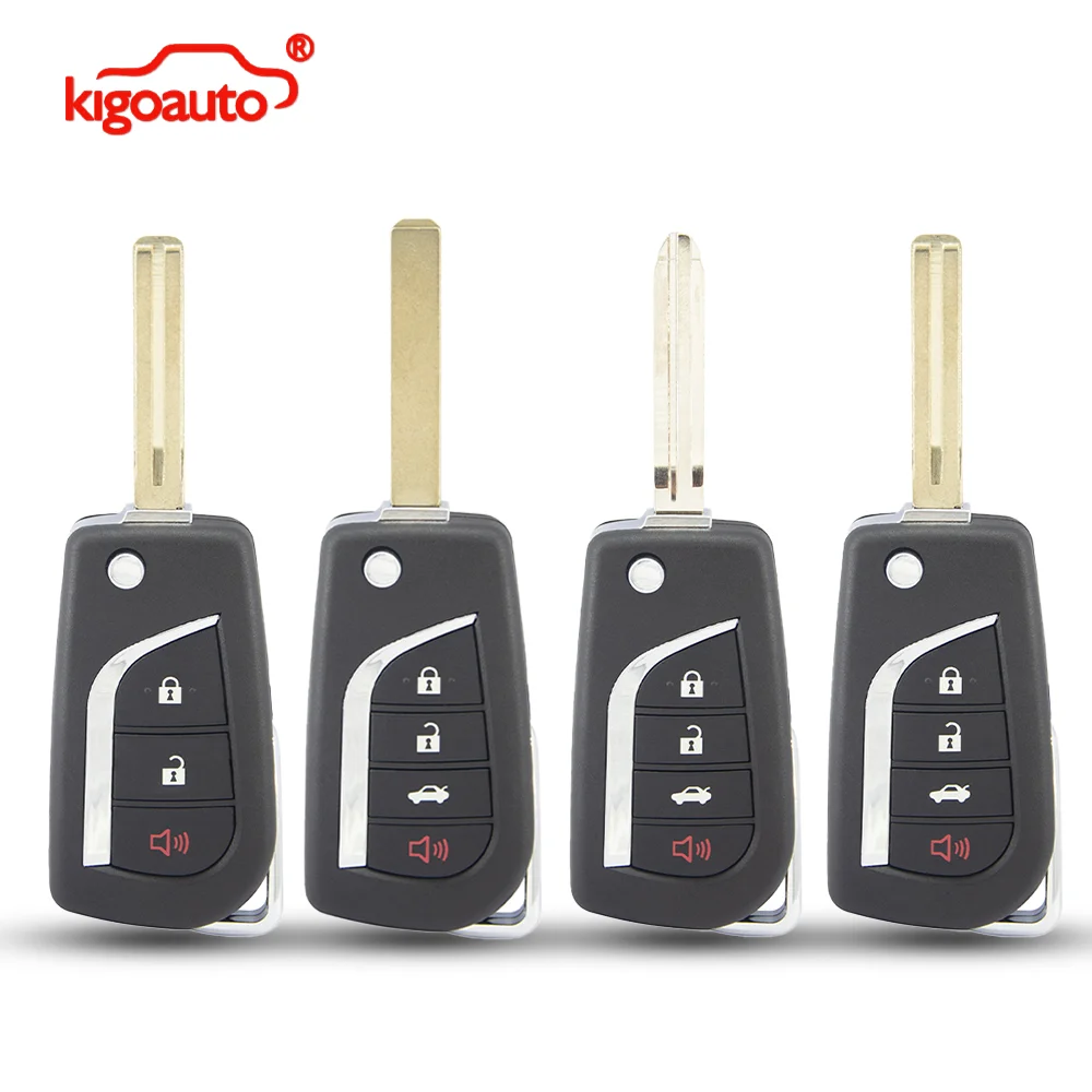 

Выкидной корпус ключа-пульта Kigoauto с 3/4 кнопками, лезвием TOY48 VA2 TOY43 для Toyota Corolla Camry Hilux FCC HYQ12BFB