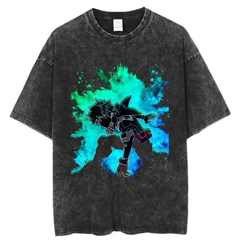 

Hotsale Japanese Anime My Hero Academia Harajuku T Shirt Men Streetwear Short Sleeve Hip Hop Fashion Oversized Washed T-shirt