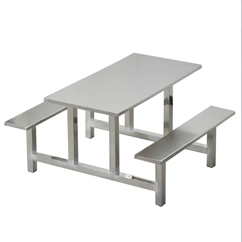 Stainless steel dining table and chairs canteen dining chairs, school staff dining hall fast food table