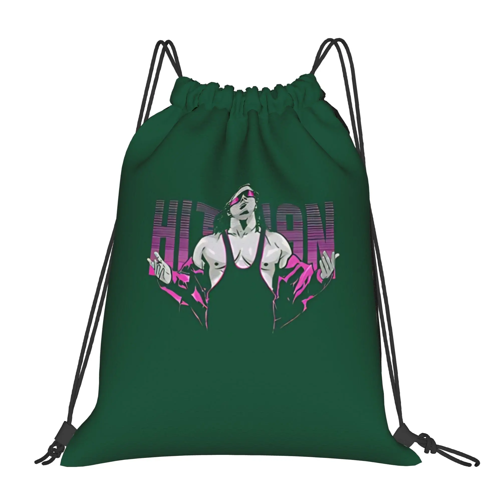 B-Bret Hart fighter silhouette  Portable Hiking Riding Gym Drawstring Storage Sporty Backpacks