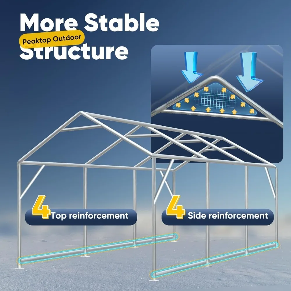 Carportes resistentes de 12x20 pés, dossel portátil para carro, barraca de garagem, abrigo de barco com feixes triangulares reforçados, transporte