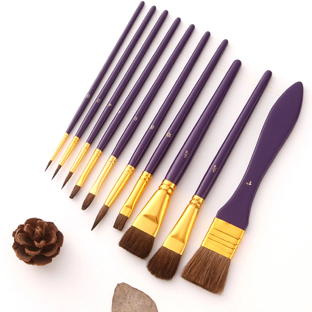

1Set Wooden Bristle Paintbrush Set Oil Watercolor Acrylic Painting Stencil Crafts Long Handle Wooden Bristle Painting Brush