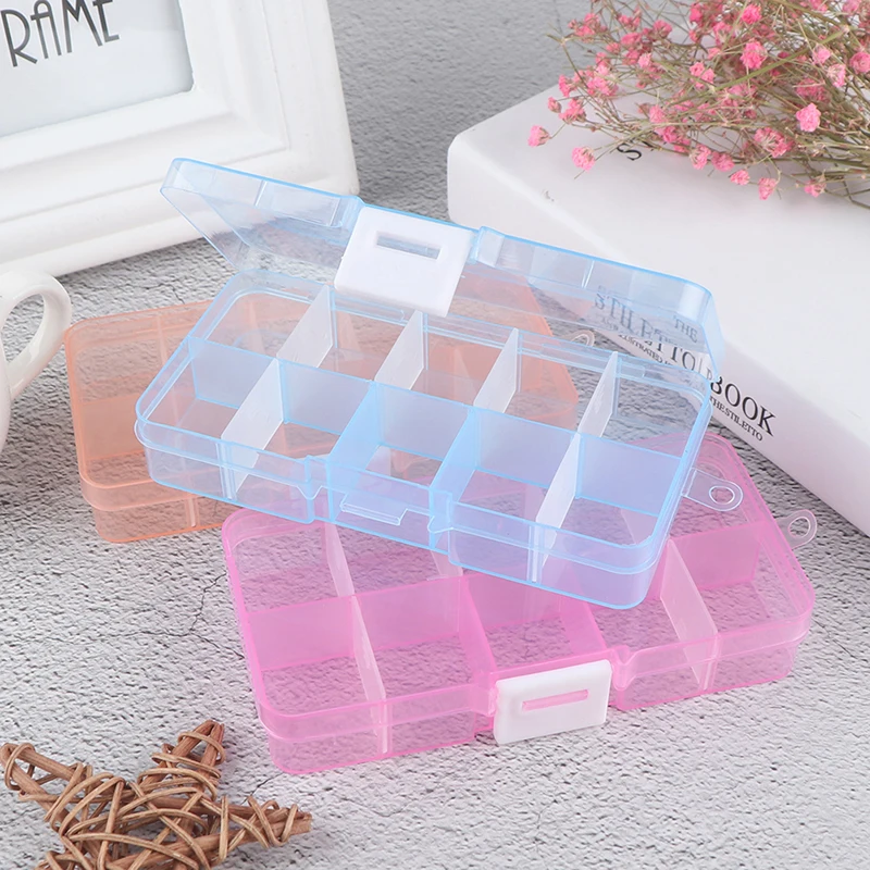 Detachable Plastic Box PP Transparent Lidded Jewelry Tool Organizer 10 Compartments Plastic Storage Box Jewelry Container