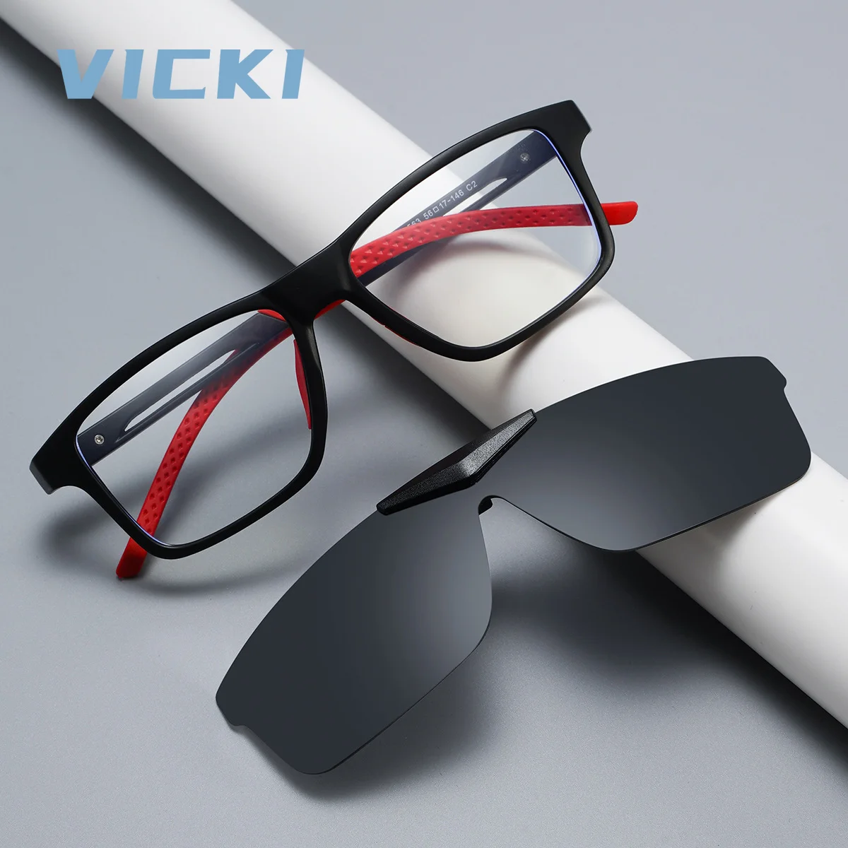 VICKI New Design Magnetic-Clip-On Progressive Multifocal Men Polarized Sunglasses Night Vision Glasses Customizable Prescription