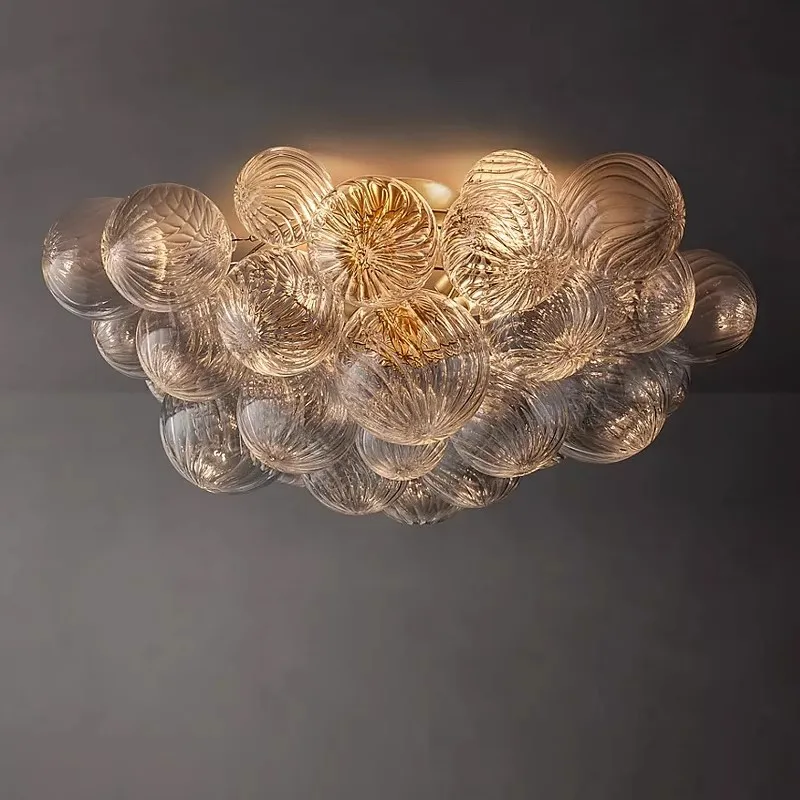 

2024 New Trend E14 LED Glass Bubble Gold Silver Ceiling Chandelier Ceiling Lamp Lamparas De Techo For Living Room Bedroom