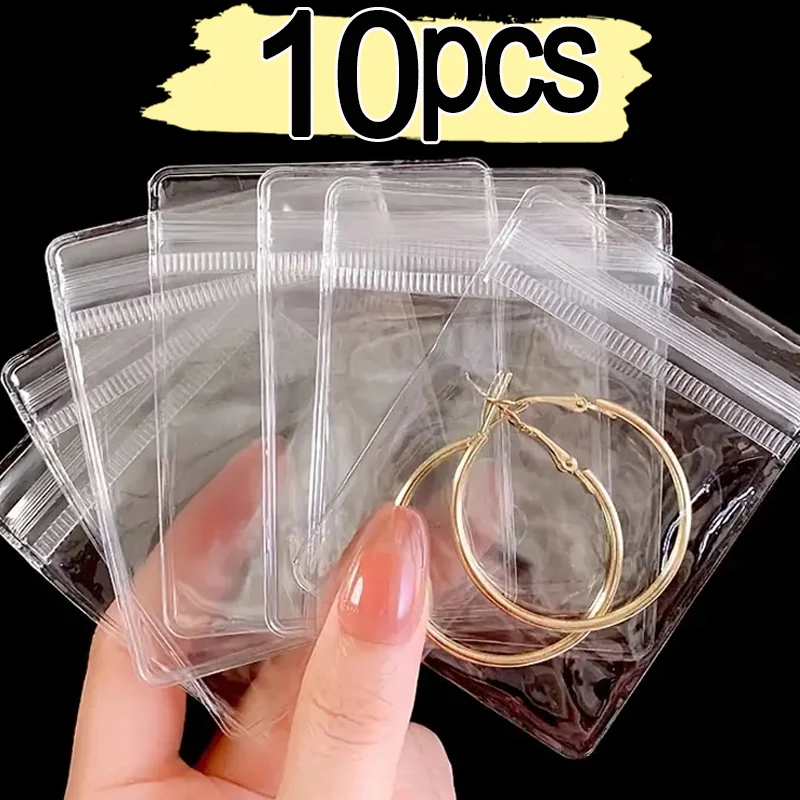 10Pcs Transparent PVC Jewelry Organizer Package Bags Clear Anti-Oxidation Bag Earring Necklace Storage Holder Self Sealing Pouch