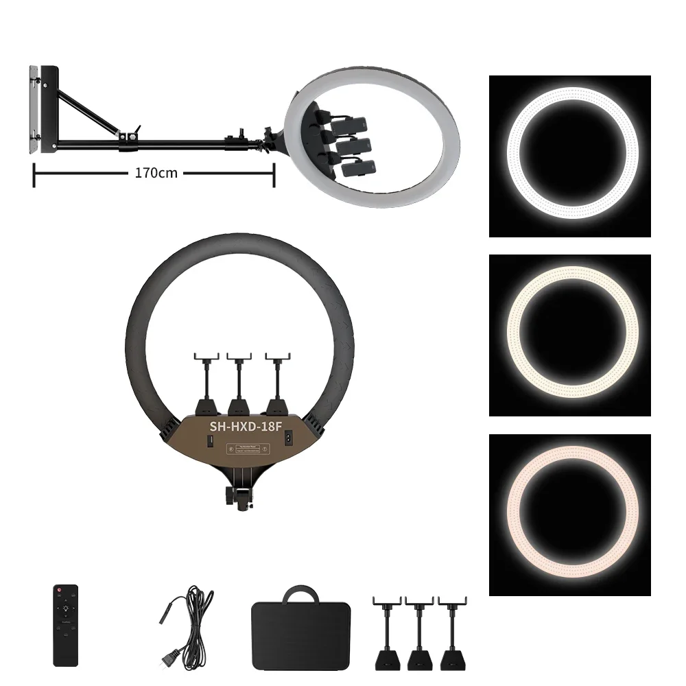 SH Ring Light 18inch Kit 36W 6500K Professional LED Control Stand Phone Holder Tube  Bag for Tattoo Lash Extension Barber Light