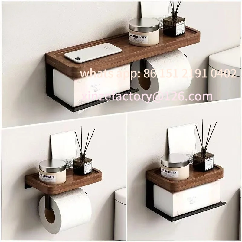 

Customizable Wood Grain Premium Paper Towel Bathroom Luxury Moisture-proof StorageHolder Paper Box No Need To Drill Holes