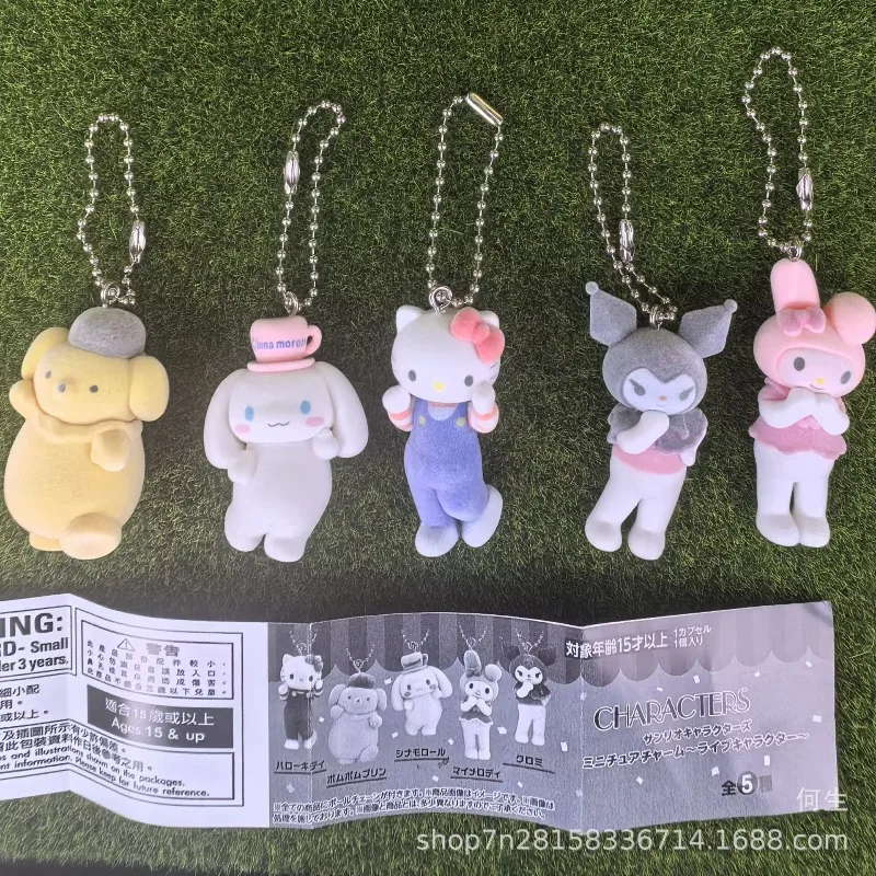 

Sanrio Blind Box Flocking Figure Hello Kitty My Melody Cinnamoroll Keychain Dooll Pendant Toys Collect Ornaments