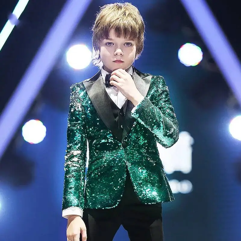 

Formal Suit Halloween Suit Children's Sequin Design Boys' Suit Small Host Fashion Show Piano Performance Costume