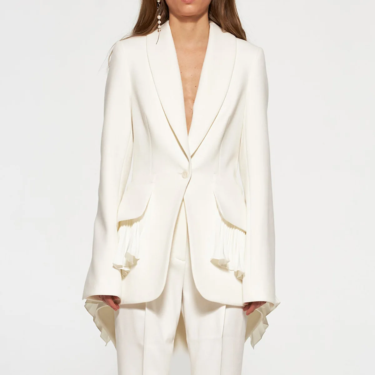 

Женские костюмы, пальто, светский темперамент, нишевый дизайн, весна-осень, элитные куртки, плиссированные костюмы с подолом