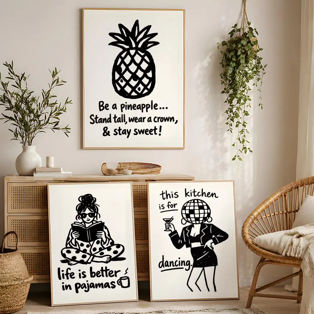 Minimal Fashion Girl Poster Stickers Painting Mural Wall Decals for Bedroom Living Room Home Self-Adhesive HD Decor Gift