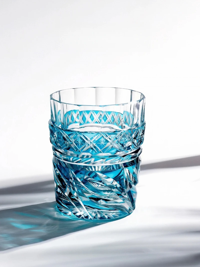 Japan Hand Carve Edo Kiriko Violet Crystal Water Drinking Glass Whiskey Snifter Brandy Cup Whisky Liquor Glasses Wooden Gift Box view 5