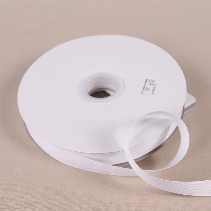 Hot sale Width 6/10/12/15/20/25/35/40/50mm (91 meter/lot) White Grosgrain Ribbon Roll Packing For DIY Handmade Hair Bow & Sewing