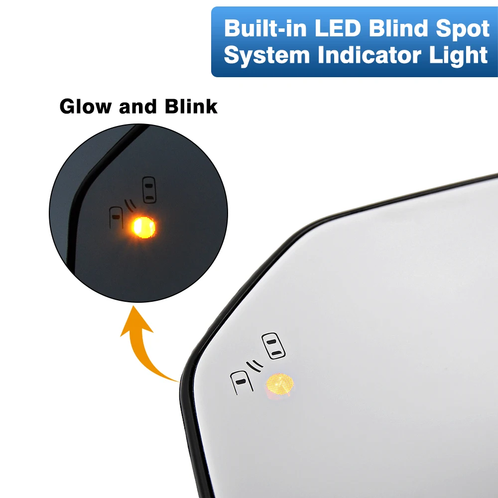 Heated Rearview Mirror Glass Blind Spot Side Mirror Glass Driver Left /Passenger Right for Ford F150 Pickup Truck 2015-2020