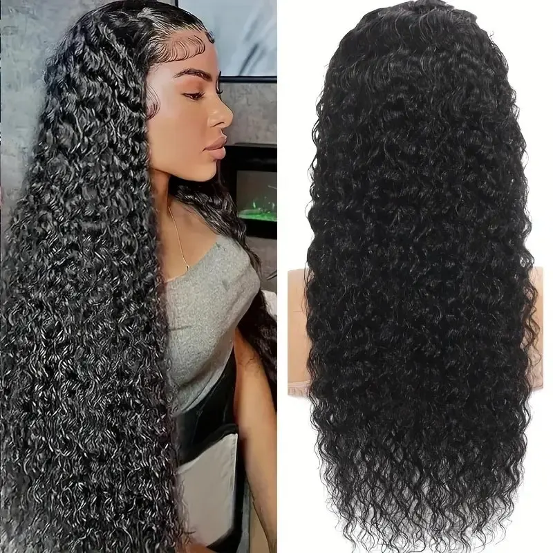 Rosabeauty 13X4 150% Density Deep Wave Lace Front Human Hair Wig 40Inch Preplucked Glueless Ready To Go Curly Wig  For Women