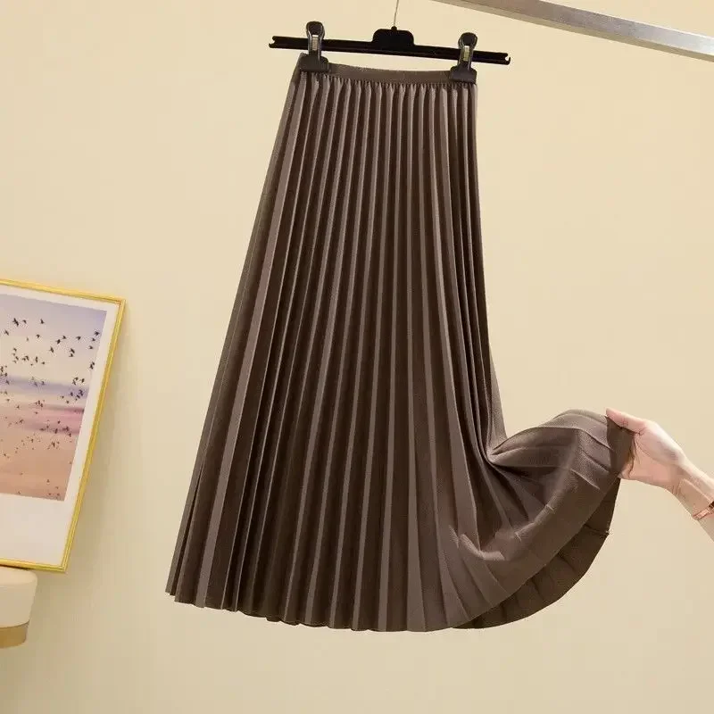 Mid-length High-waisted Pleated Skirt for Women Spring and Autumn Versatile Large Swing Skirt Slimming A-line Skirt New