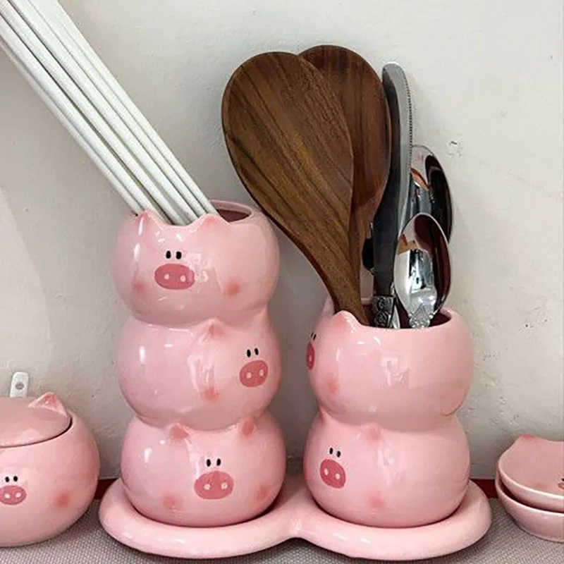 

Cute And Stylish Kitchen Chopsticks And Tableware Storage Ceramic Drain Chopsticks And Spoons Storage Box