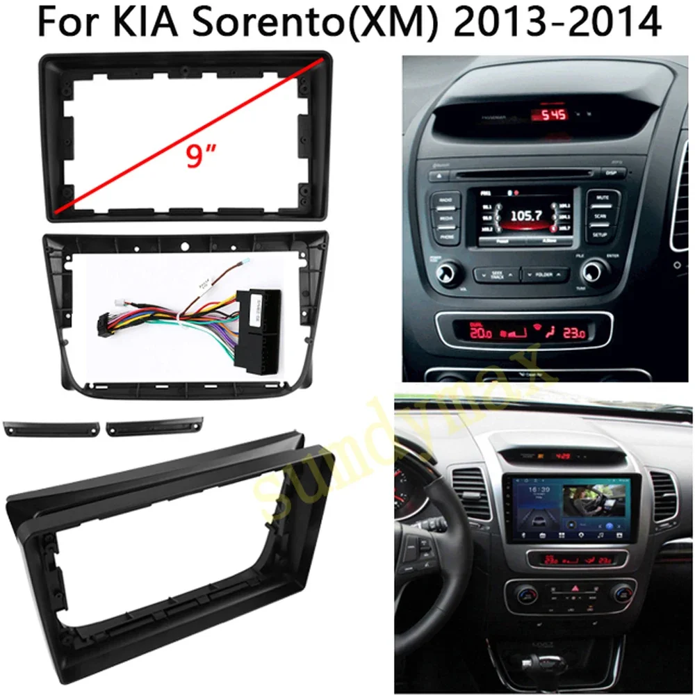 

2 Din Car Radio Installation Plastic Fascia Panel Frame for KIA Sorento 2013 2014 Dash Mount Kit with cable wire