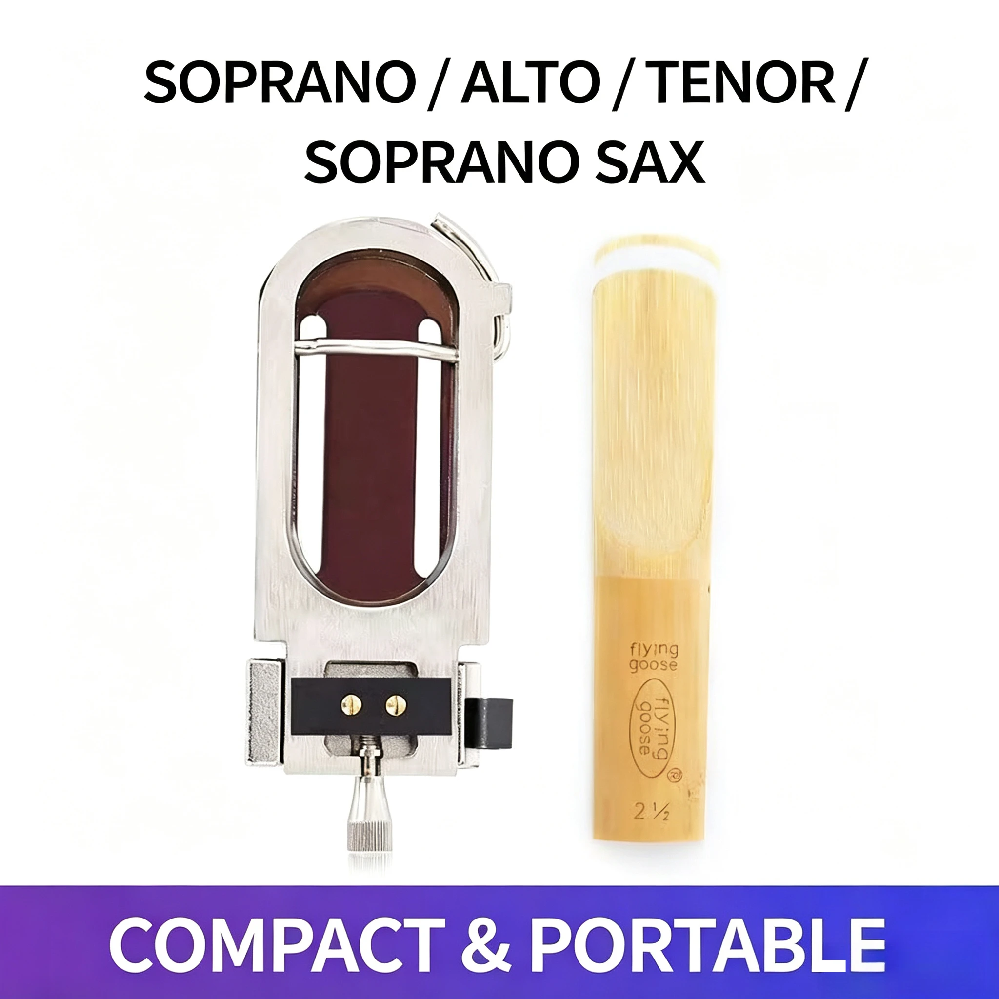 Saxophone reed trimmer and polishing tool for soprano, alto and baritone saxophones