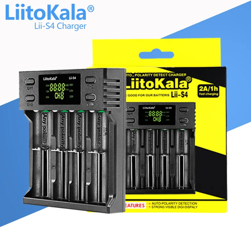 LiitoKala Lii-100 lii-202 lii-402 lii-S1 Lii-S2 lii-S4 1.2V 3.7V 3.2V 3.85V 18650 18350 26650 NiMH lithium battery smart charger