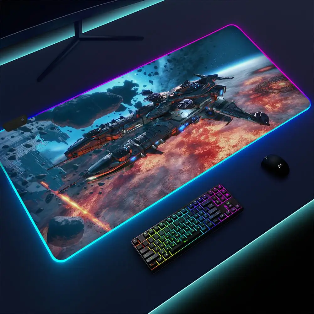 

Star Conflict Mouse Pad Gaming mat, LED lighted, non-slip base, waterproof, large deskpad, soft surface