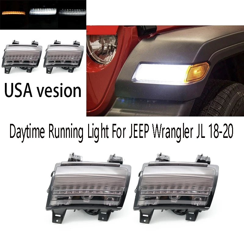 

LED Turn Signal Fender Lights Daytime Running Light LED Daytime Running Light DRL For JEEP Wrangler JL 18-20 USA Version