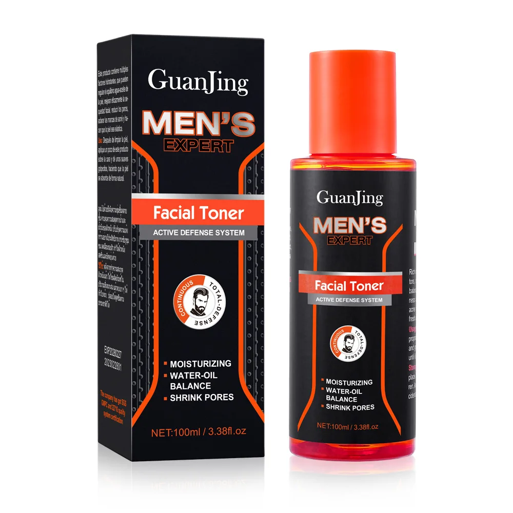GuanJing 100ml Men's Facial Toner Hydrates Brightens Refines Pores and Lifts Skin Oil Control Face Skincare Product for Men